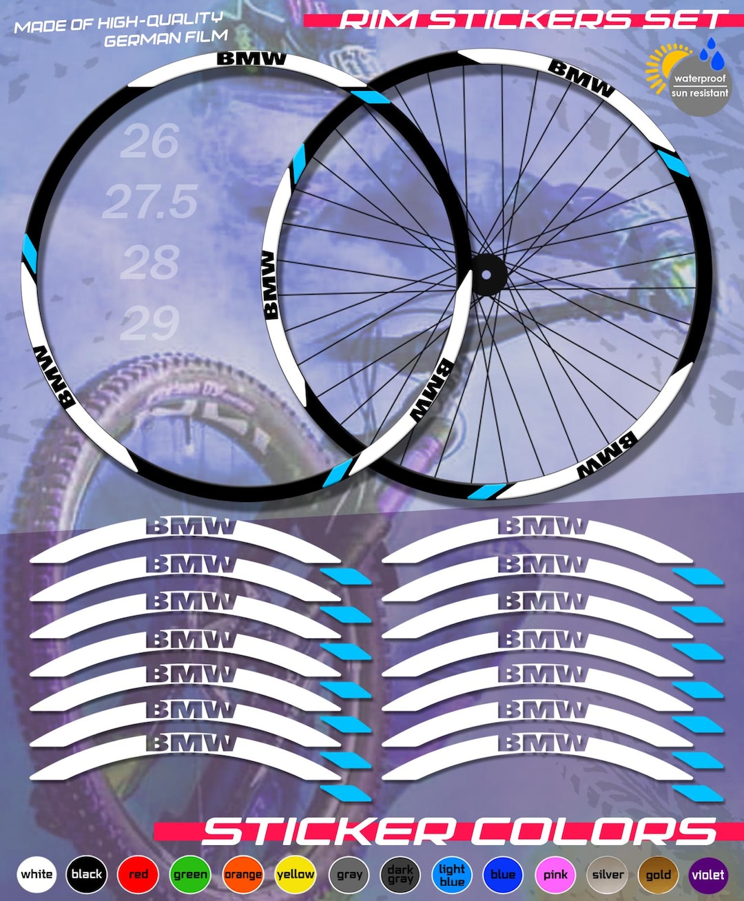 Sticker Design For Bike Rims Bicycle Rim Stickers BMW. Sticker Set. ALL COLORS, High Quality ...