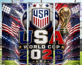 USA World Cup 2026 Tumbler Wrap PNG, 20oz Skinny Tumbler Sublimation Design, Soccer Fan Digital Download