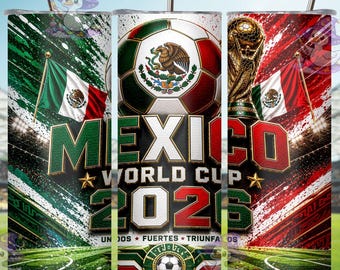 Mexico World Cup 2026 Tumbler Wrap PNG, 20oz Skinny Tumbler Sublimation Design, Soccer Fan Digital Download