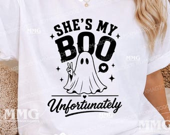 She's My Boo Unfortunately Shirt, Funny Ghost Shirt, Cute Halloween Tee, Spooky Girlfriend Gift, Ghost Lover Shirt