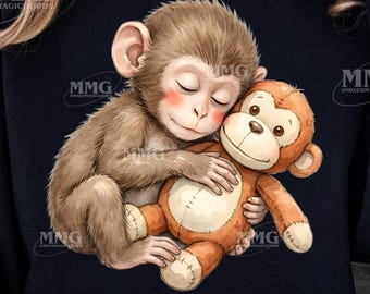 Querido Punch Monkey PNG, desenho em aquarela, arte viral inspirada em macaquinhos bebês para download digital.