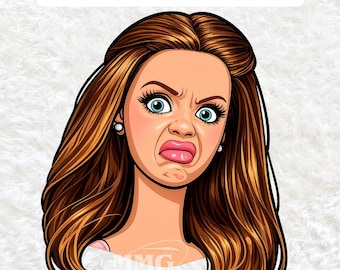 Meme engraçado de boneca com cara de nojo em PNG, design viral (download digital)