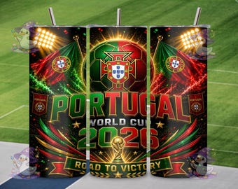 Portugal Tumbler Wrap PNG 20oz World Cup 2026 Sublimation Design