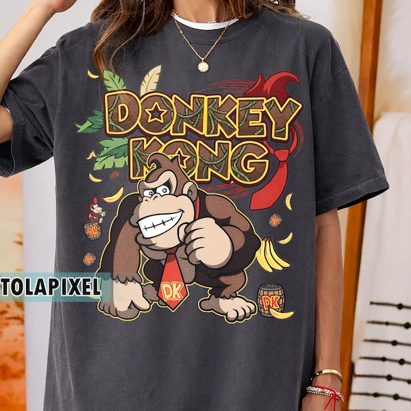 Donkey Kong Super Mario Gamer T-Shirt, Vintage Komfort Farben T-Shirt, Geburtstagsgeschenke