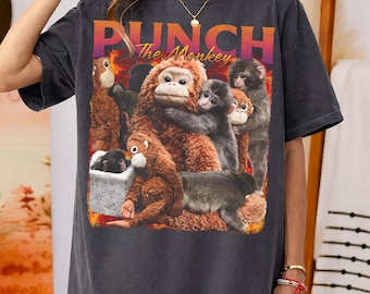 Vintage Bootleg Style Punch The Monkey Shirt, Funny Empathetic Meme Tee