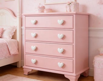 Bouton de tiroir en céramique coeur | Poignée de meuble monotrou macaron pour chambre d'enfant