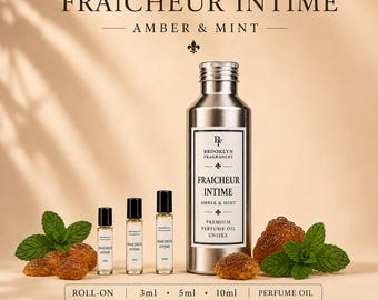 FRAICHEUR INTIME Perfume Oil Roll On | Amber & Mint Fragrance Unisex Scent | Long Lasting Fragrance | 3ml 5ml 10ml