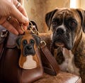 Handmade Leather Pet Bag Charm, Cute Leather Puppy Charm, Aesthetic Dog Bag Accessory, Custom Pet Portrait Keychain, Anniversary gifts product logo