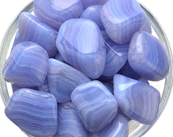 1 BLUE LACE Agate Tumbled Stone (3 Sizes - L, XL, Jumbo) Healing Crystal and Stone Peace of Mind #BL03