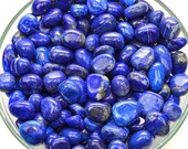 2 LAPIS LAZULI Tumbled Stone Small Indigo Blue Craft Jewelry LL09