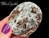 2.1 inch ASTROPHYLLITE half polished Palm Stone AY23