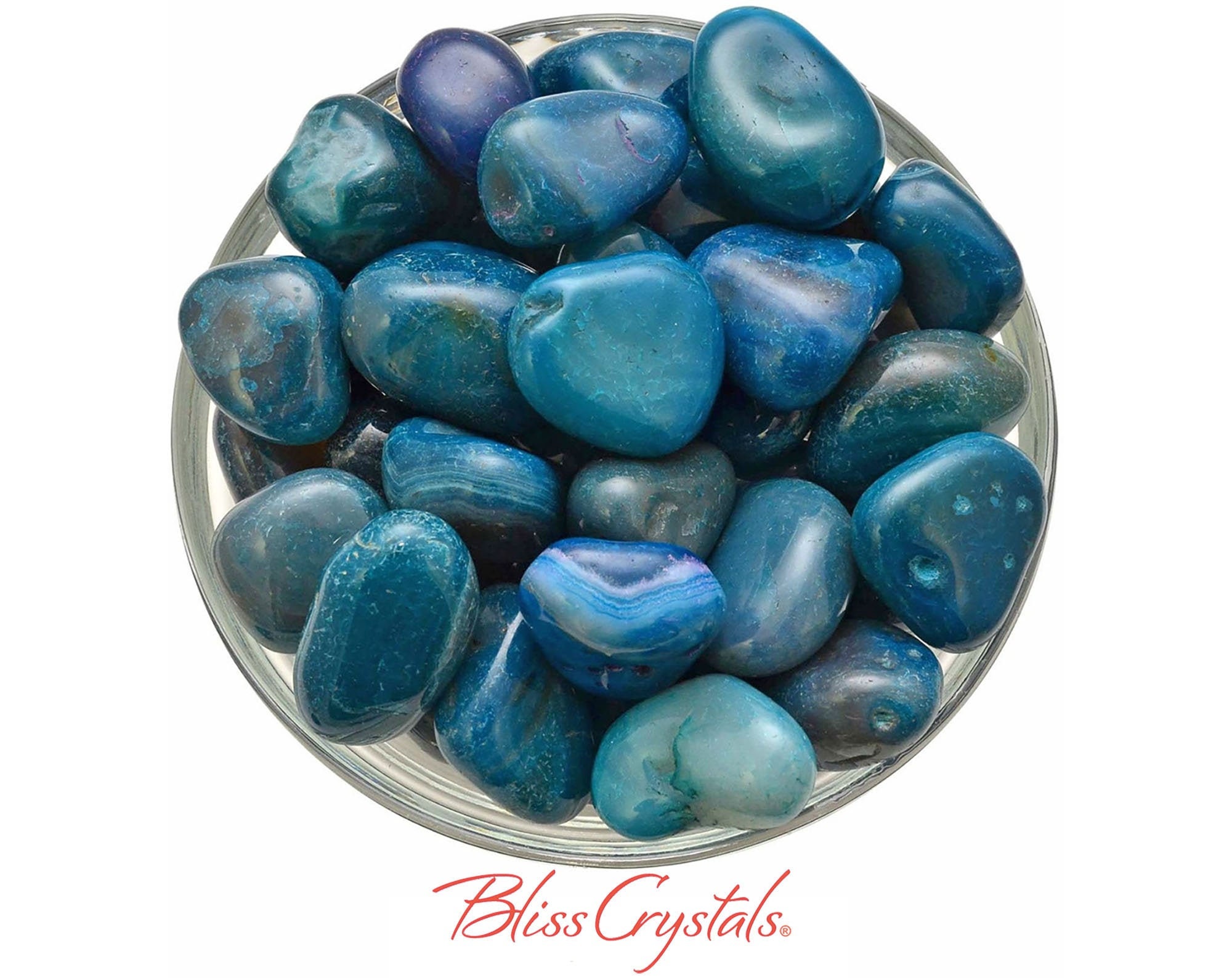 1 Large Fancy TEAL BLUE AGATE Tumbled Stone Crystal Color Enhanced Natural  Agate Healing Crystal and Stone #SP4