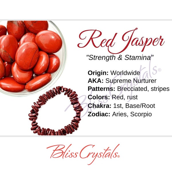 RED JASPER Crystal Information Card, Double sided #HC61