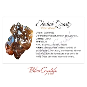 ELESTIAL QUARTZ Crystal Information Card, Double sided #HC137