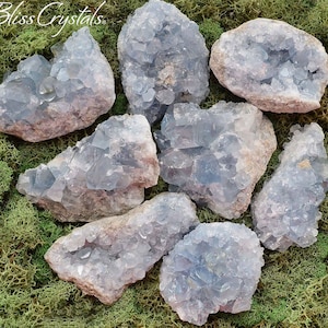 1 CELESTITE Large Geode Rough Mineral Specimen Natural Raw Crystal #CG23