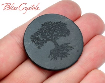 Shungite Tree of Life Adhesive Disc for phone for protection from EMF Healing Crystal and Stone #SP84