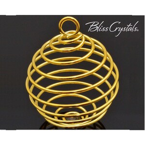 25 mm Gold Tone Spiral Cage Pendant for Crystals Tumbled Stones Large