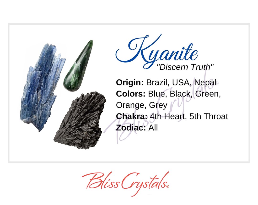 KYANITE Crystal Information Card Double Sided HC41 - Etsy