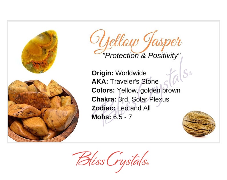 YELLOW JASPER Crystal Information Card Double Sided HC63 - Etsy