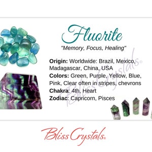 FLUORITE Crystal Information Card, Double Sided HC24 - Etsy