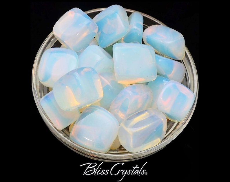 1 Large OPALITE Tumbled Stone Crystal for Stress Relief Happiness Man Made Opal Glass OP01 image 1