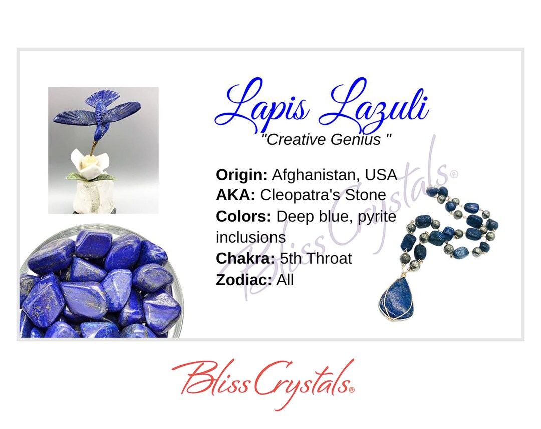 LAPIS LAZULI Crystal Information Card, Double Sided HC75 Etsy