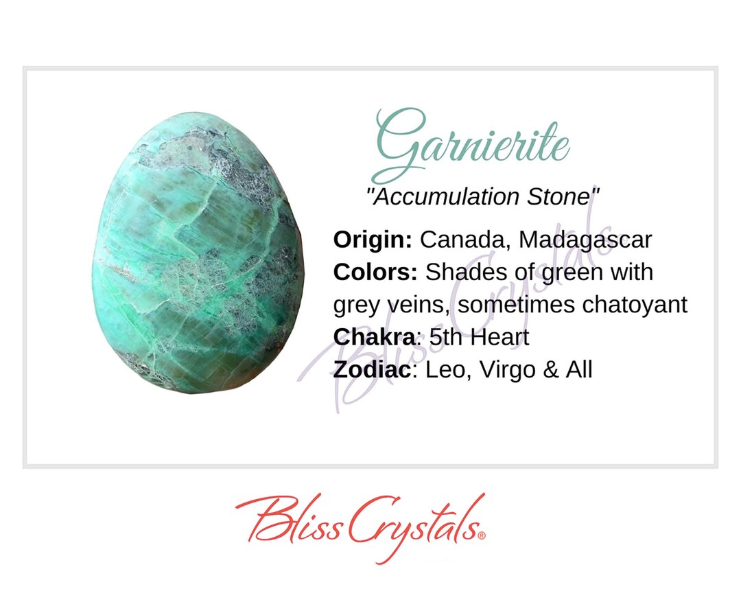GARNIERITE Crystal Information Card Double Sided HC25 - Etsy