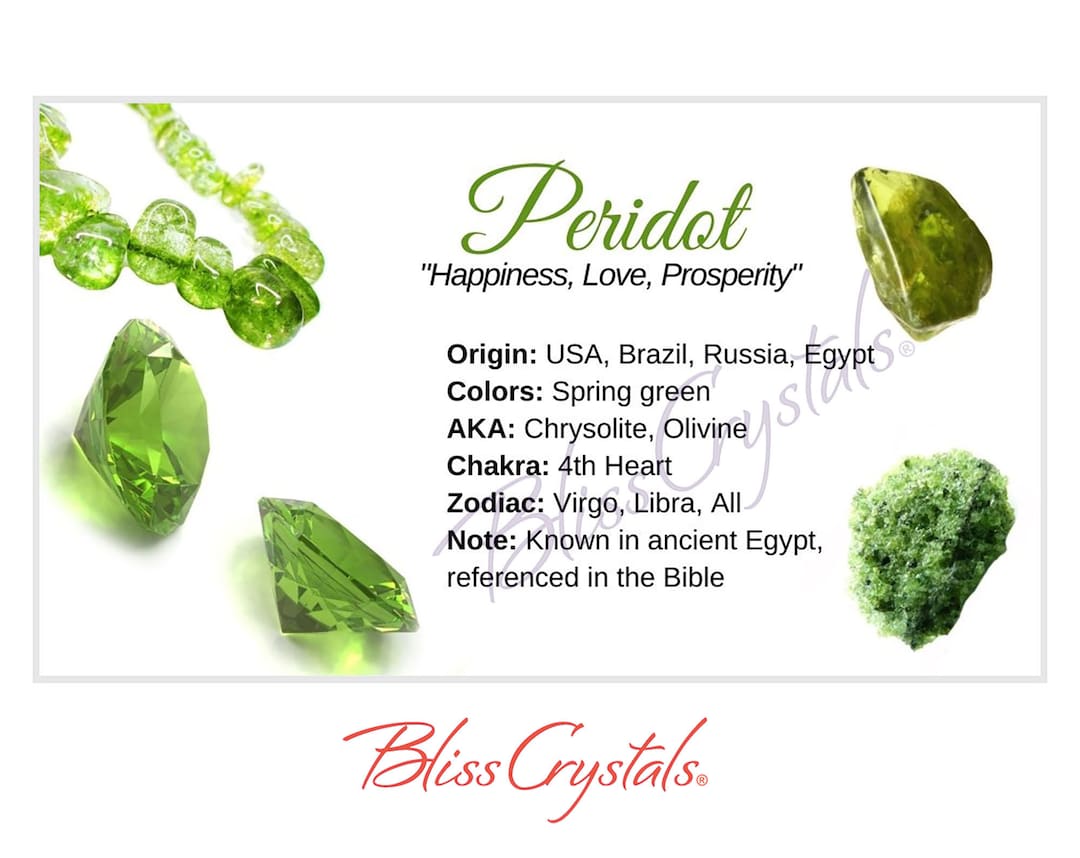 PERIDOT Crystal Information Card Double Sided HC99 - Etsy
