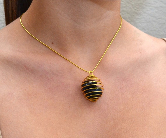 25 Mm Gold Tone Spiral Cage Pendant for Crystals Tumbled Stones