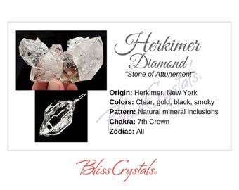 HERKIMER DIAMOND QUARTZ Crystal Information Card, Double sided #HC67