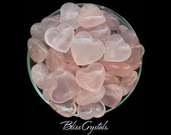 Sweet! 1 Gem Mini ROSE QUARTZ Heart + Bag Polished Stone Gemmy Pink Palm Stone Healing Crystal and Stone Love Gift Wedding #RH31