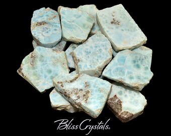 1.4 - 1.6 inch LARIMAR Mini Slab, Semi-Rough Healing Crystal and Stone aka Dolphin Stone/Pectolite for Peace #LS52