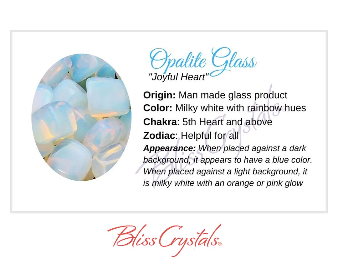 OPALITE GLASS Crystal Information Card, Double Sided HC58 Etsy