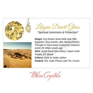 LIBYAN DESERT GLASS Crystal Information Card, Double sided #HC156