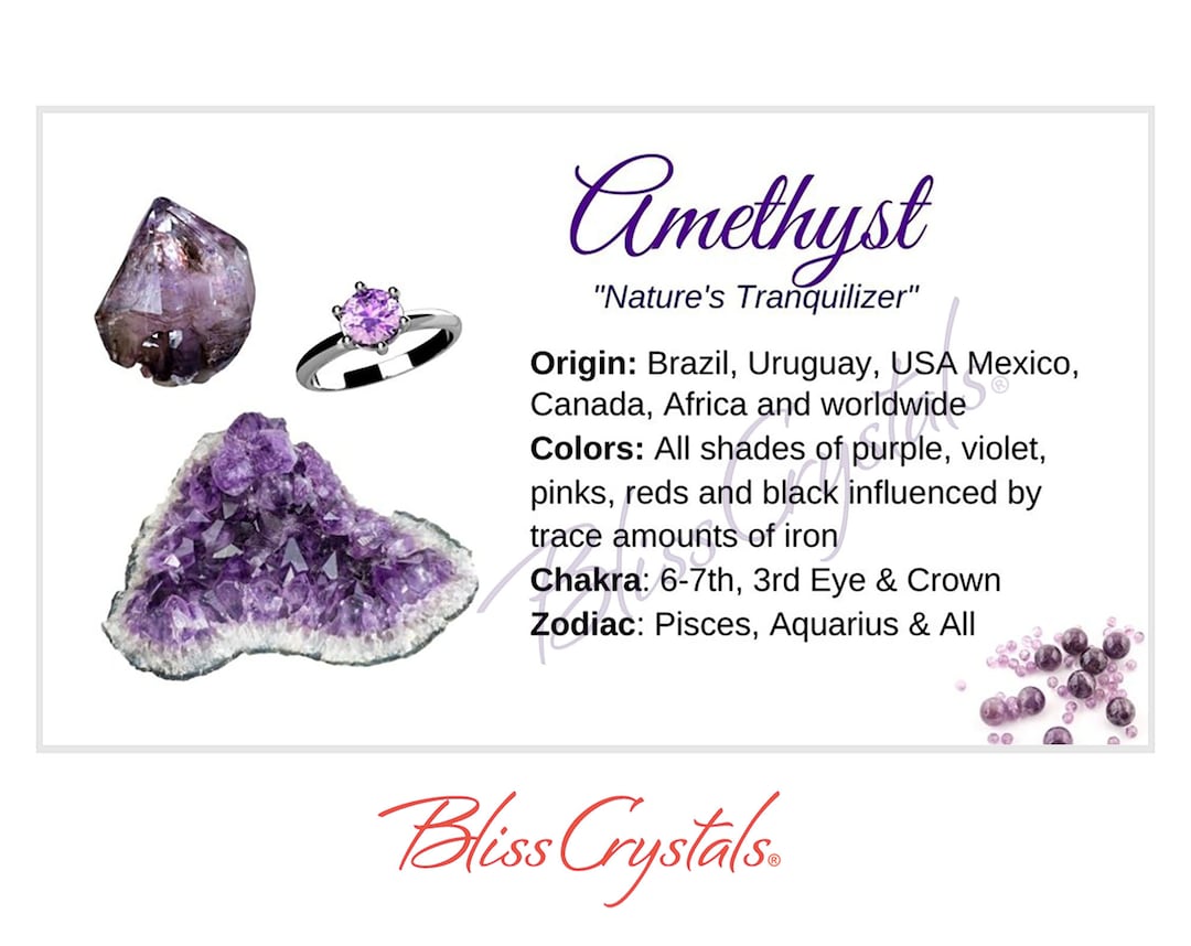 AMETHYST Crystal Information Card Double Sided HC10 - Etsy