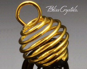 9 mm Goldtone XS Spiral Cage Pendant for Crystals & Tumbled Stones - Holds Healing Crystals and Stones