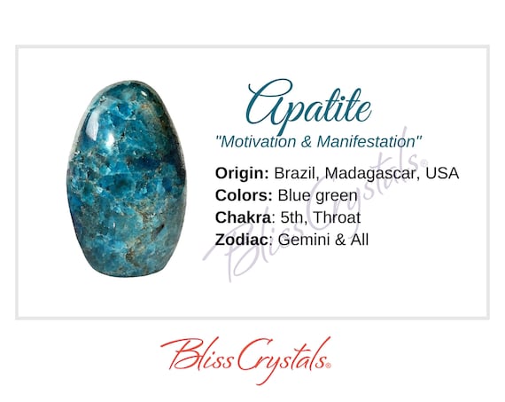 APATITE Crystal Information Card Double Sided HC11 | Etsy