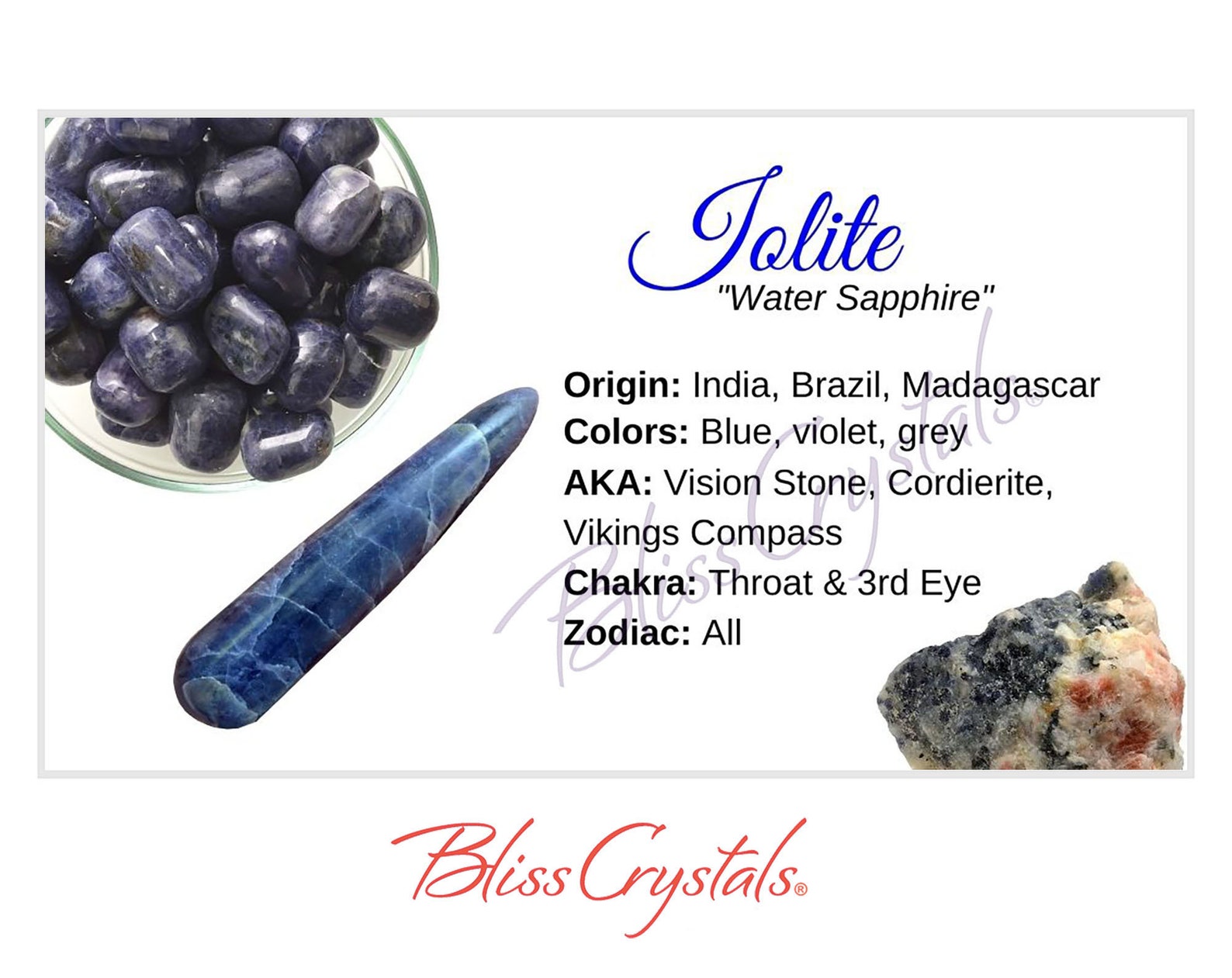 IOLITE Crystal Information Card Double Sided HC87 - Etsy