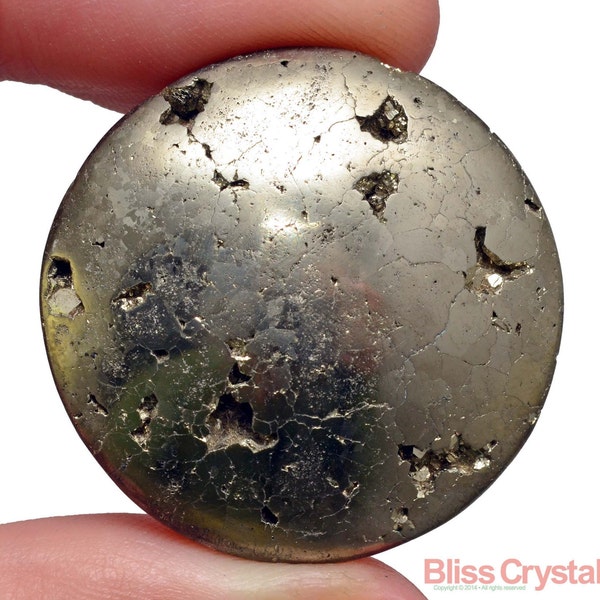 100 Carat PYRITE Cabochon Polished 1.2" Mini Palm Stone Crystal, Fools Gold, Jewelry & Crafts Healing Crystals and Stones #F14