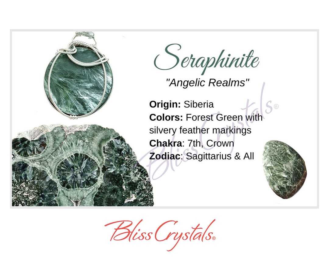 SERAPHINITE Crystal Information Card Double Sided HC83 - Etsy