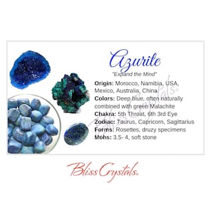 AZURITE Crystal Information Card, Double sided #HC44