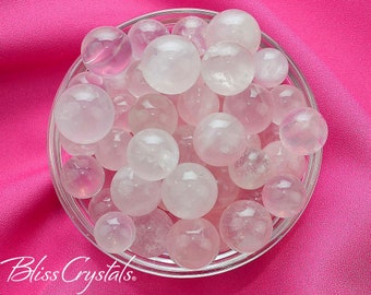 2 ROSE QUARTZ Mini Spheres (hand matched pair) Pink Crystal Sweet Heart Love Gift Marble #RM02