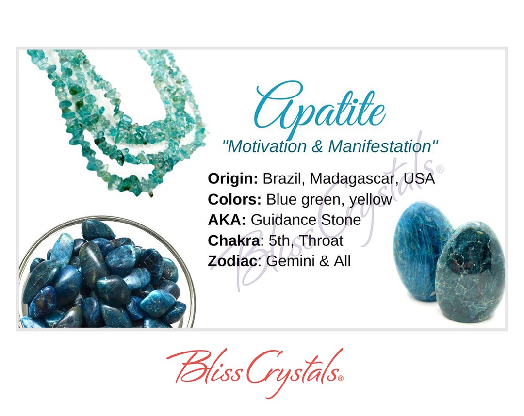 APATITE Crystal Information Card Double Sided HC11 - Etsy