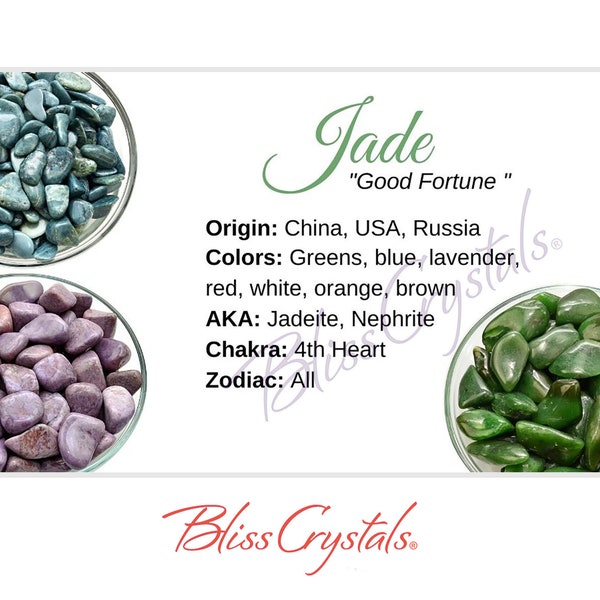 JADE Crystal Information Card, Double sided #HC68