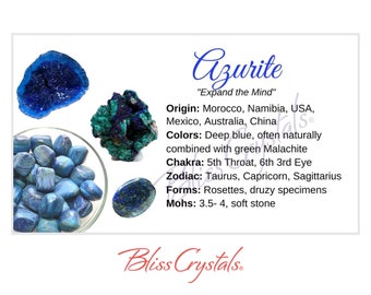 AZURITE Crystal Information Card, Double sided #HC44