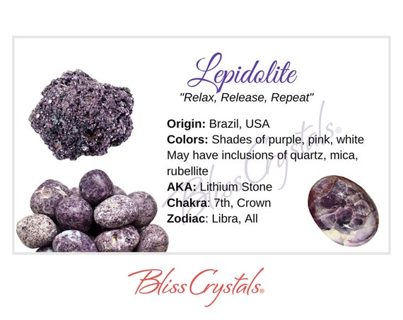 LEPIDOLITE Crystal Information Card Double Sided HC29 - Etsy