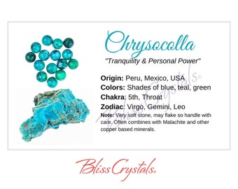 CHRYSOCOLLA Crystal Information Card, Double sided #HC18