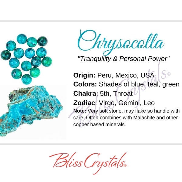 CHRYSOCOLLA Crystal Information Card, Double sided #HC18