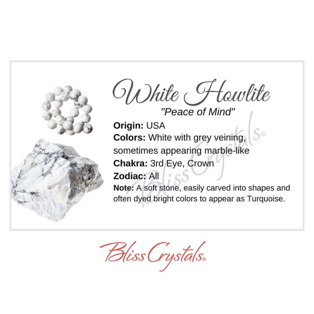 WHITE HOWLITE Crystal Information Card, Double Sided #HC155 - Etsy