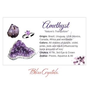 AMETHYST Crystal Information Card, Double sided #HC10
